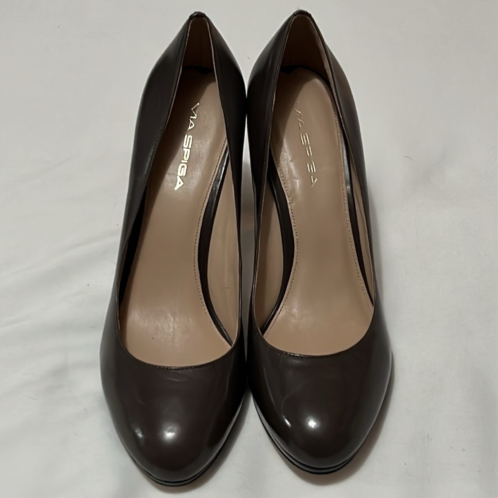 Via Spiga Chocolate Leather Heels - Picture 2 of 9